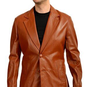 Scuderia Ferrari Men's Brown Leather Two Button Blazer Jacket US M IT 50